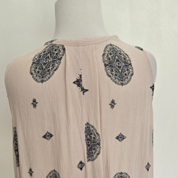 Free People Tree Swing Tunic Beige Oversized Printed Gauzy Boho Women Small - Picture 7 of 12